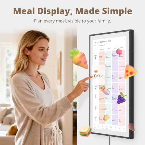Image of Dragon Touch 21.5 Inch Digital Calendar Wall - 1920 * 1080 FHD Electronic Wall Calendar Family Planner with 32GB Storage and Wall Mount, Touchscreen Smart Desk Calendar - Black