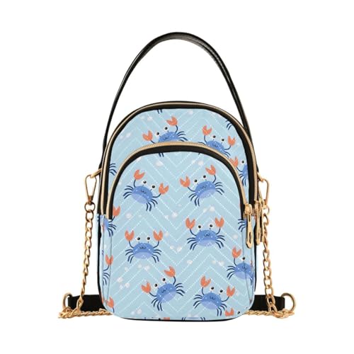 ALAZA Crab Blue Funny Stylish Crossbody Bag Small Shoulder Handbags Leather Purse for Women