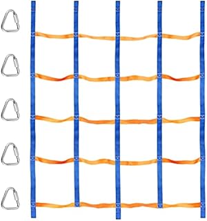 TOPNEW Climbing Net for Kids Outdoor, Portable Ninja Cargo Net Rope Ladder Monkey Bars for Ninja Slackline, Jungle Gyms, Swing Set, Ninja Warrior Style Obstacle Courses for Outdoor Treehouse