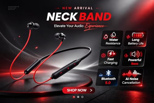Image of Wireless Bluetooth for Xiaomi Redmi Note 8 Pro in-Ear Headphone with Mic 38Hrs Playtime Dual Device Pairing Wireless Neckband Type-C Charge Magnetic Buds,Water Resistant (RTUI2..4TB)