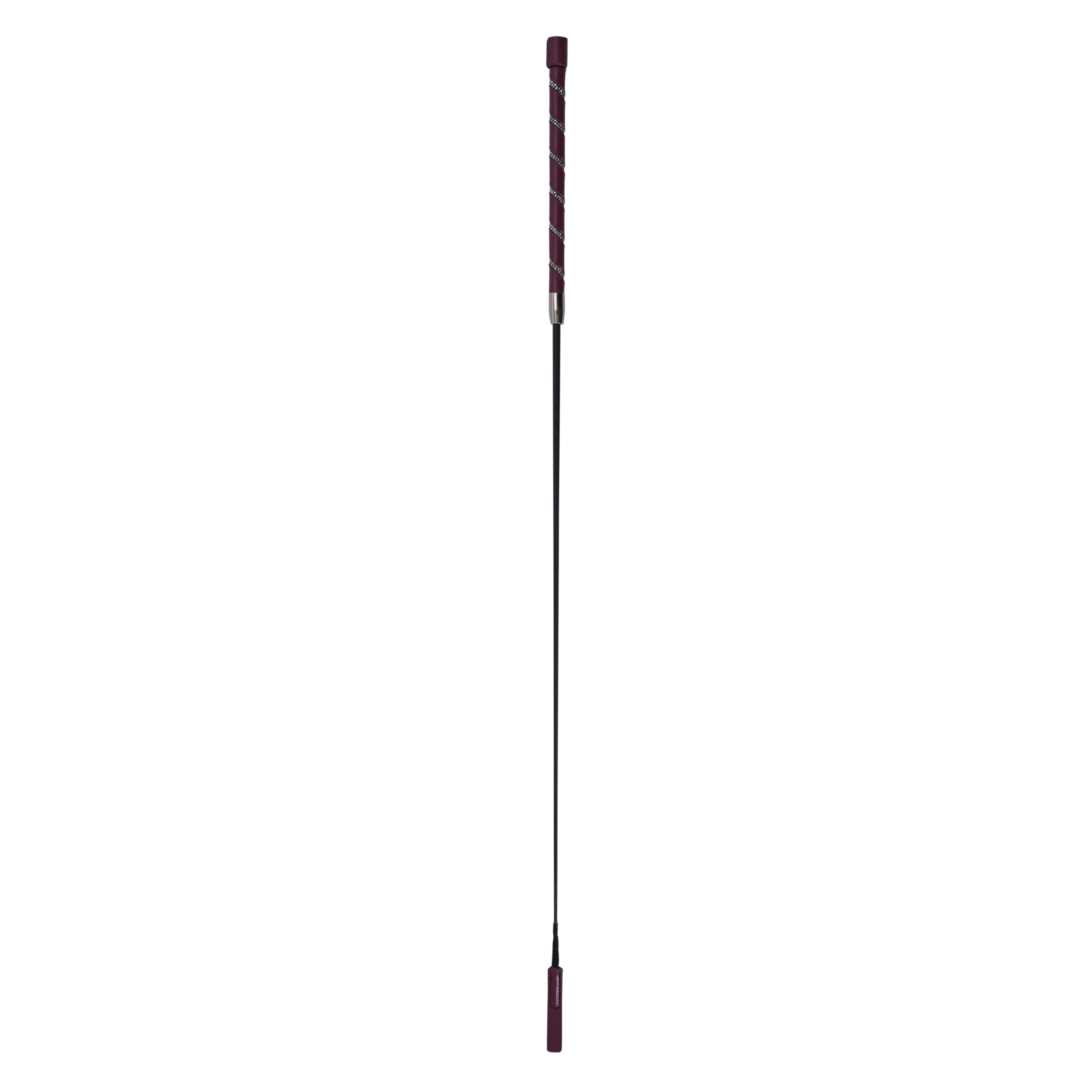 Imperial Riding IRH Regal Shine Dressage Whip with Light Carbon Rod, Leather Handle with Crystals, Fig, 110 cm