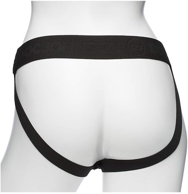 Doc Johnson Body Extensions - BE Aroused - Hollow Strap-On System - Remote Operated Vibrating Silicone Harness with Elastic Waist Band and Bulbed Hollow Dildo