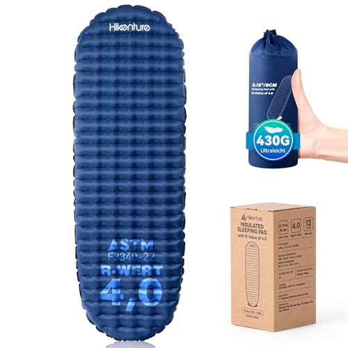 HIKENTURE 430g Ultraleichte Isomatte Camping R-Wert 4 Aufblasbar...