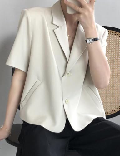 Kinghua Cropped Blazers for Women Spring Summer Short Sleeve Jackets Casual Lightweight Work Office Blazer Tops2