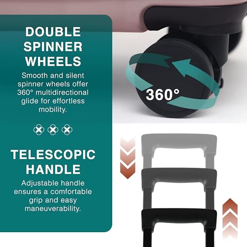 Image of 28 Inch Luggage with Spinner Wheels, Hard Shell Suitcase with TSA Locks for Luggage, Travel Large Suitcase, Expandable Hard Shell Suitcases, Pink