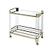 Produktbild RKRCXH Moderne 2-Tier-Metallroll Bar, Aufschlagen, Utility-Gerätewagen mit Griffen und Laufschutz Geeignete Wheeled Startseite Barwagen Servierwagen mit Weinregal (Color : Mirror Champagne Gold)