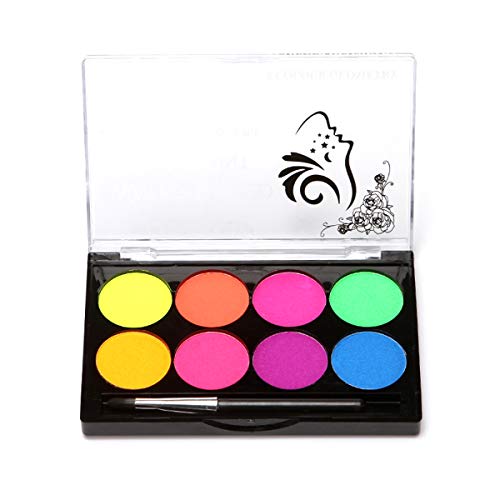 Loijon Kit de Pintura Corporal Rosto Pintura Profissional À Base de Água Brilho 8 Cores com 1 Pincel
