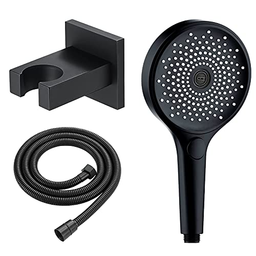 ハンドヘルドシャワーヘッドセットABSハンドホールドシャワーヘッドマルチファンクヘッドシャワーヘッドマッサージスパシャワーヘッドシャワーホース、シャワーホルダー、クロム、クロム付きラウンドハンドシャワーヘッド