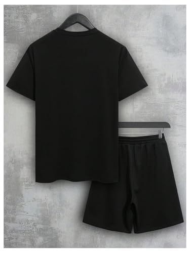 WDIRARA Men's 2 Piece Short Sets Graphic Print Short Sleeve T Shirts and Drawstring Shorts Clothing Set2