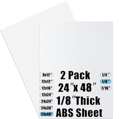 Image of ABS Plastic Sheet 1 /8 Inch Thick 24 inch x 48 inch (2-Pack),Two-Sided Heat Moldable Panel (Thermoplastic Textured Front & Smooth Back), White Thermoform Board Great for DIY Projects, Decor, Handcrafts