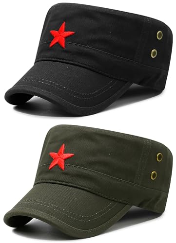 COOLSOME Chapeau Militaire Vintage Fatigue étoile Rouge Mao - Vert - Taille Unique