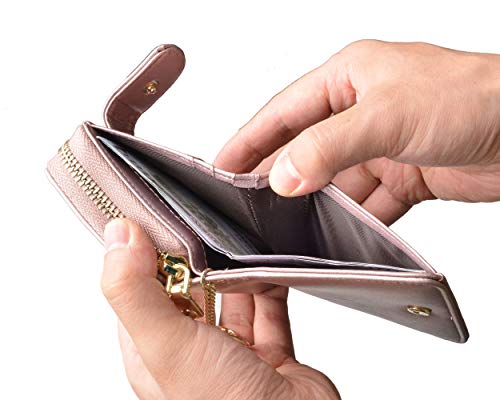 Beurlike Women's Rfid Credit Card Holder Organizer Case Leather Security Wallet (Upgrade A (10 Accordion/Key Ring) - Rose Gold #TOP5