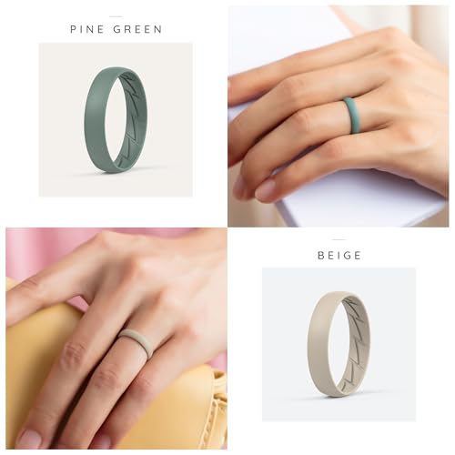 Image of ThunderFit Silicone Rings for Him and Her, Rubber Engagement Bands Unisex - 1 /4 /5 /7 /8 Variety Multipack