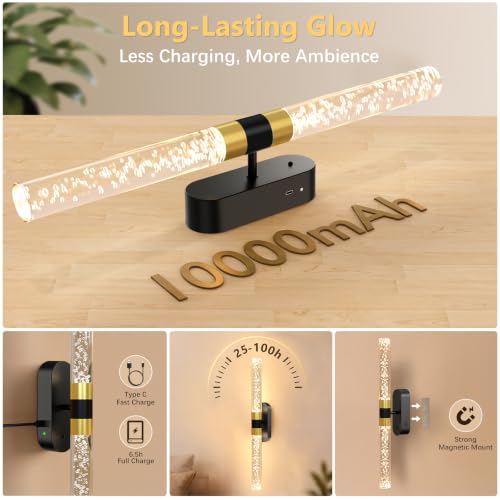 Qoolighten Crystal Battery Operated Wall Sconces Set of 2 for Home Space by Qoolighten - Used condition - Image 2