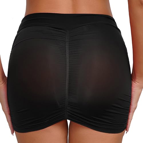 Women's Shirring Mesh See Through Bodycon Mini Skirt Sheer Tight Package Hip Pencil Skirt2