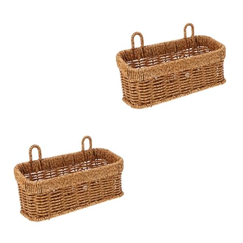 Toyvian 2 Piezas Cesta Colgante Tejida para Cocina Cesta de Pared Rústica para Frutas y Verduras Organizador Resistente para Ajo Jengibre y Pequeño Regalo para Hogar y Restaurante