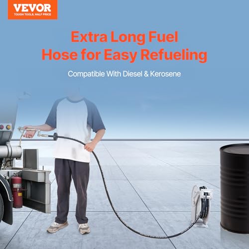 VEVOR Fuel Hose Reel, 1/4" x 50', Extra Long Retractable Grease Hose Reel, Spring Driven Auto Swivel Rewind, Heavy-Duty Carbon Steel Construction with Hose for Auto Repair, Heavy Industries, 5800 PSI by VEVOR - Image 2