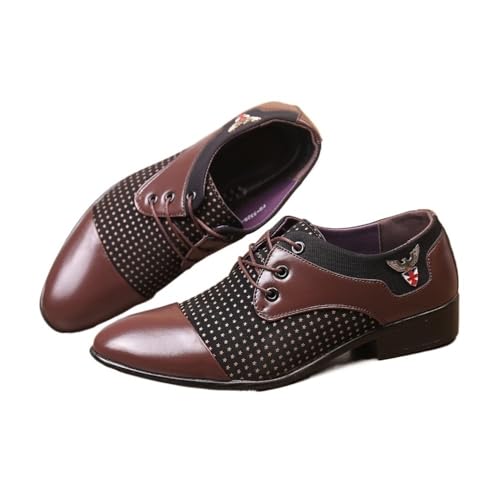 Men's Casual Large Size lace-up Pointed Toe Fashionable Men's Shoes Oxfords(White,9.5)4