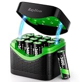 12 Pack 3400 mWh Rechargeable AA Lithium Batteries with 12 Slot Charger