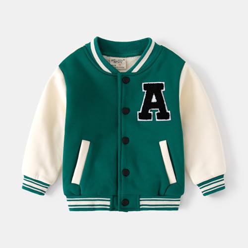 Kids Baseball Jacket Letter Print Boys Girls Varsity Button Long Sleeve Coat Casual Lightweight School With Pockets2