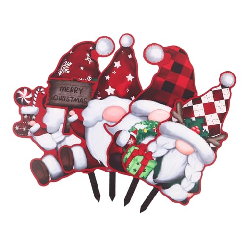 LEDMOMO 4個クリスマスガーデンステークス 耐候性メタル製 グノームモチーフ 屋外用ホリデーデコレーション 簡単設置 や芝生にな季節限定飾