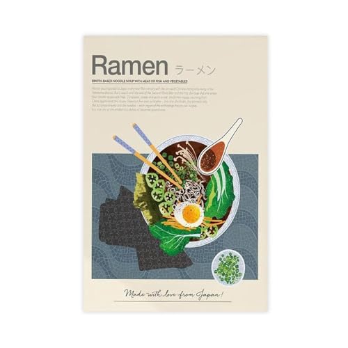 UIYTYBGAG Ramen-Poster, japanische Essensliebhaber, Leinwand-Poster, Schlafzimmer-Dekor, Landschaftsdekoration, Geschenk, 20 x 30 cm