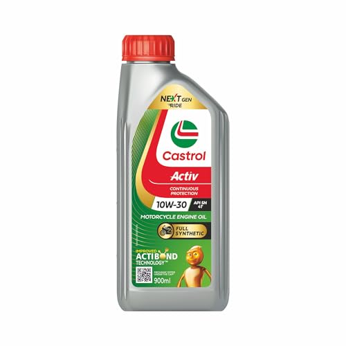 Image of Castrol Activ 4T 10W-30 Full Synthetic for Bikes 0.9L | Better Engine Protection | Smooth Riding Experience | Superior Start-Up Protection | API SN & JASO MA2 Certified