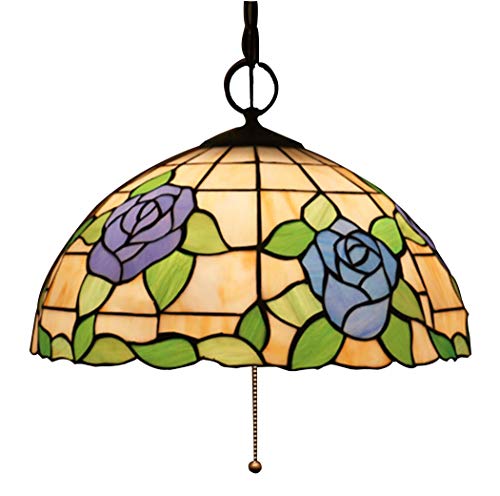 Suspension vitrail rose E27 luminaire suspendu pastoral antique couloir 110-