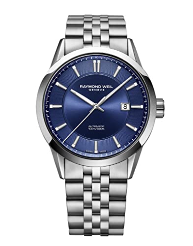 Diametro della cassa: 42 mm, spessore della cassa: 10 mm, colore della cassa: argento e colore del quadrante: blu