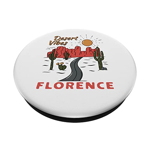 Florence Arizona Desert Vibes Saguaro Cactus PopSockets Swappable PopGrip, Black - Image 2