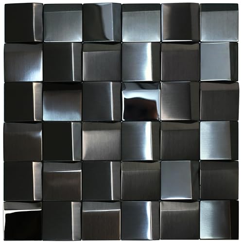 Elephantile 5 Sheets Black Tiles Metal Mosaic Wall Backsplash Tile