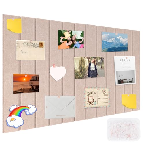 Drepint Tablero de Corcho 60 x 40cm, Autoadhesivo Tablero de Fieltro Tablón de Anuncios con 30 Clavijas Transparentes Para Pared de Fotos, Tablón de Mensajes, Joyas