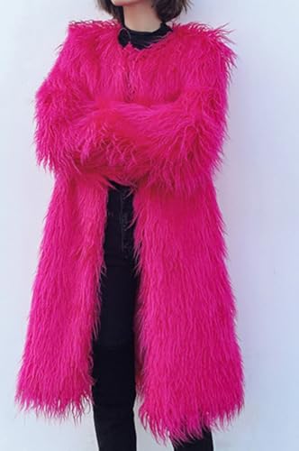 Women's Fluffy Faux Fur Maxi Outwear Overcoat,Shaggy Warm Jackets Parka Winter Coats4