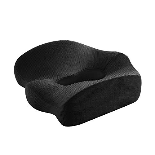 Homfy Coussin orthopédique pour soulager les maux de dos, coussin de chaise ergonomique avec mousse à mémoire de forme pour bureau, maison, voiture et fauteuil roulant