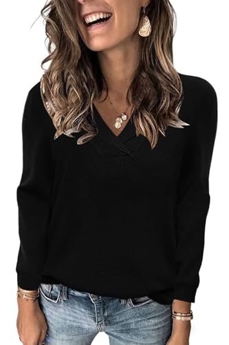 Image of JOCAFIYE Sweaters for Women Casual Long Sleeve V Neck Lightweight Hollow Out Pullover Sweater Tops