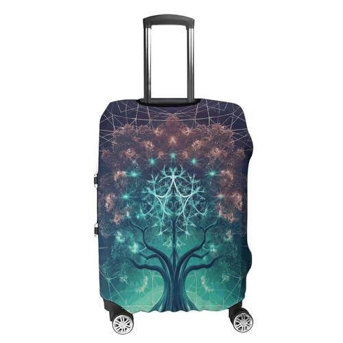Digital Futuristic Tree of Life Icon with Space Printed Luggage Cover Protector, Fits 18-32 Inch Luggage4