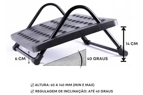 Apoio Ergonômico Para Pés Massageador Regulável Preto Confortec