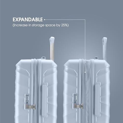 Image of Maleta Crescent Set of 3 | Small + Medium +Large |TSA Lock,Expandable,Anti-Theft Zipper,Wet-Dry Compartment |Trolley Bags | Luggage|Suitcase for Travel (Silver, Set of 3 (Small-Medium-Large))