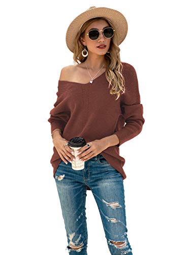 Image of Iandroiy Women's Batwing Sleeve Off Shoulder Loose Oversized Baggy Tops Sweater Pullover Casual Blouse T-Shirt