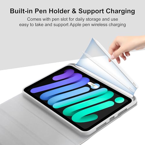 Image of iPad mini 7th (A17 Pro, 2024) Keyboard Case for iPad mini 6th Gen2021-8.3in Wireless Keypad for A17 8.3'' Case with Pen Slot, Smart Cover for Apple Mini-7 /6 Gen Detachable Keyboard, Grey