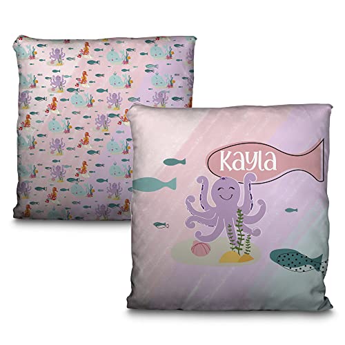 LolaPix Cojin Molon. Cojin Personalizado. Cojines Infantiles. Personalizado con Nombre. Ambas Caras. Varios tamaños y diseños. Pulpo Infantil