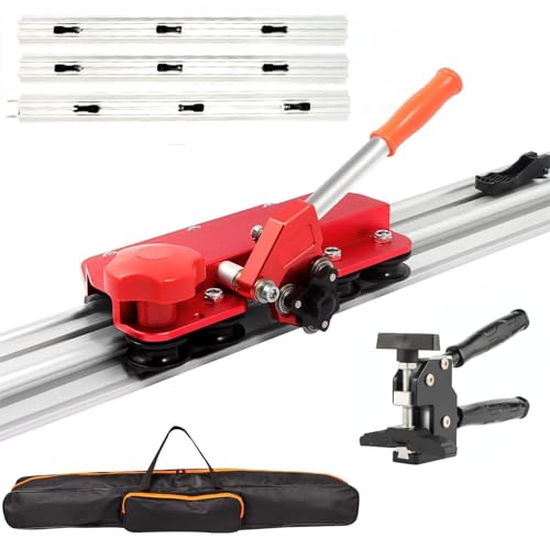 110' Large FormatTile Cutter, Manual Ceramic Tile Cutting Tool with Built-in Suction Cups & Tile Clamp, 3-Head Scoring Wheel System, for Up to 0.47-Inch Thick Tiles