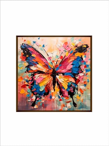 Image of Artsense Painting for wall decoration Abstract wall painting for living- Colorful butterfly painting for home decoration with frame-Multicolor /20x20 inches /(50x50 cm)
