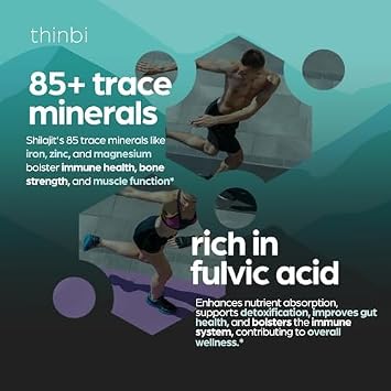Thinbi Pure Himalayan Shilajit Capsules, 90 Count, with Fulvic Acid & Trace Minerals, Organic Shilajit Supplement for Men & Women