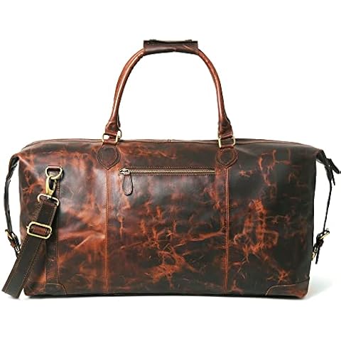 GRATLIN Buffalo Leather Duffle Bag| Carry On Mens Duffel Bag for Gym Sports | Genuine Leather Travel Overnight Bag for Men & Women| Classic Style Vintage Full Grain Weekend Luggage Duffel Bag Cover