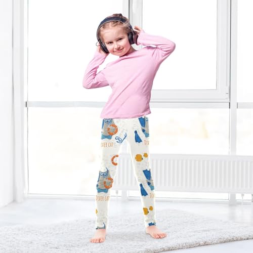 Girls Leggings Cat Diver Wearing Mask Toddler Girls Clothes Leggings for Girls Toddler Girls Leggings 3-4T4