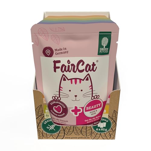 Green Petfood FairCat Multipack (6 x 85 g) | Adult | Premium Nassfutter für ausgewachsene Katzen | 6 verschiedenen leckere Sorten im Multipack | getreidefrei | Katzenfutter nass | 6er Pack