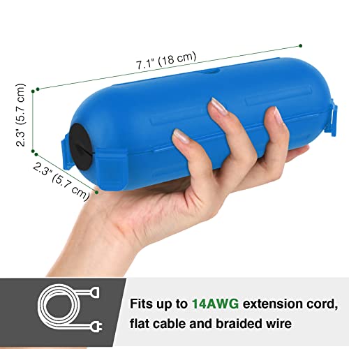 Image of Flemoon 3 Pack Outdoor Extension Cord Waterproof Cover, for Outlet | Small Electrical Connection Box for Straight Plug, Socket, Halloween, Christmas Holiday Decoration String Light, Blue