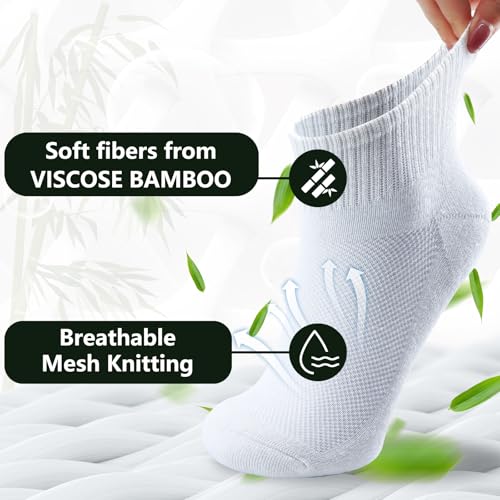 Image of +MD Bamboo Viscose Ankle Socks for Women and Men, Smell Control Breathable Cushioned Sole Casual 6 Pairs