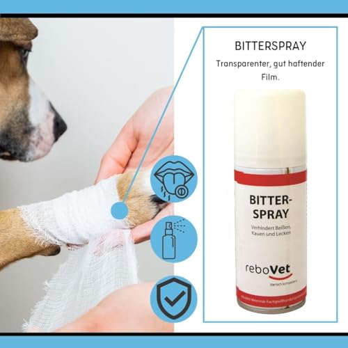 reboVet Bitterspray für Hunde & Katzen: Effektiver Schutz vor Kauen & Lecken, Sicher für Möbel & Textilien, Langanhaltender Bittergeschmack, Einfache Anwendung, 100 ml